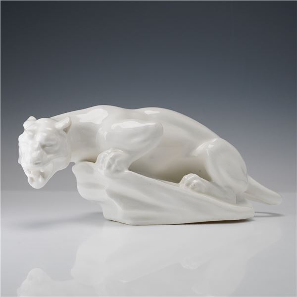Royal Doulton Animal Figurine, Tiger on a Rock In Unusual White Gloss