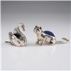 Image 1 : 2pc Miniature Sterling Silver Pin Cushions, Swan and Cat