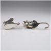 Image 7 : 2pc Miniature Sterling Silver Pin Cushions, Swan and Cat
