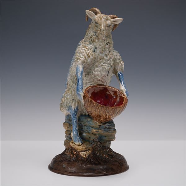 Cobridge Stoneware Ram with Bowl Figurine