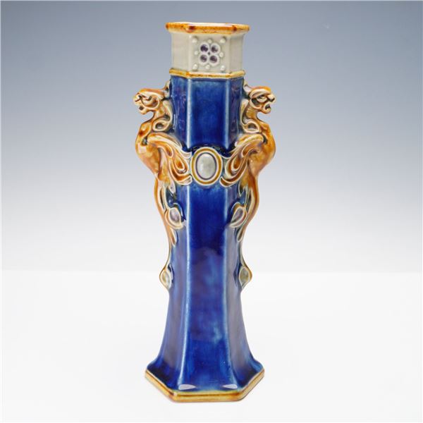 Doulton Lambeth by Francis C. Pope Stoneware Hexagonal Sleeve Vase