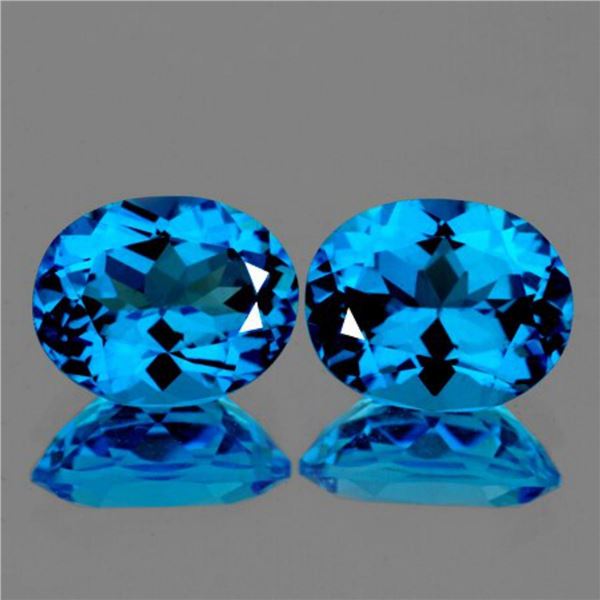 Natural AAA Swiss Blue Topaz Pair{Flawless-VVS1}
