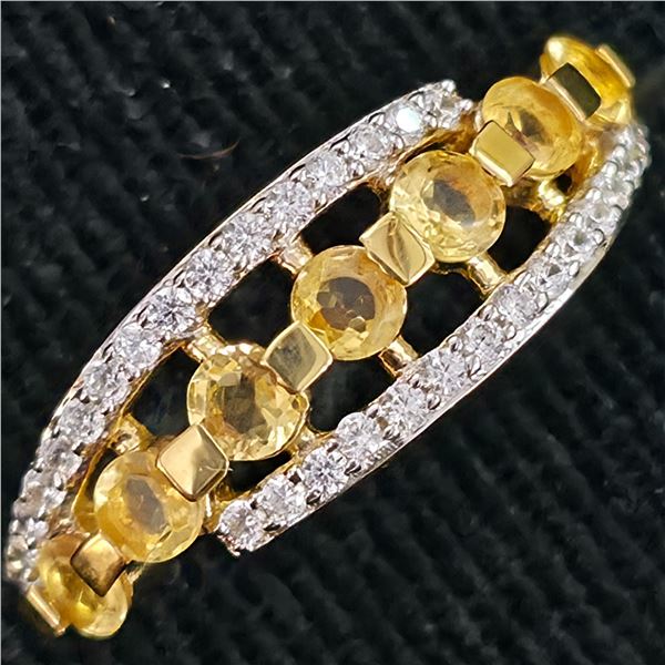 Gold plated Silver Citrine White Topaz(1.35ct) Ring