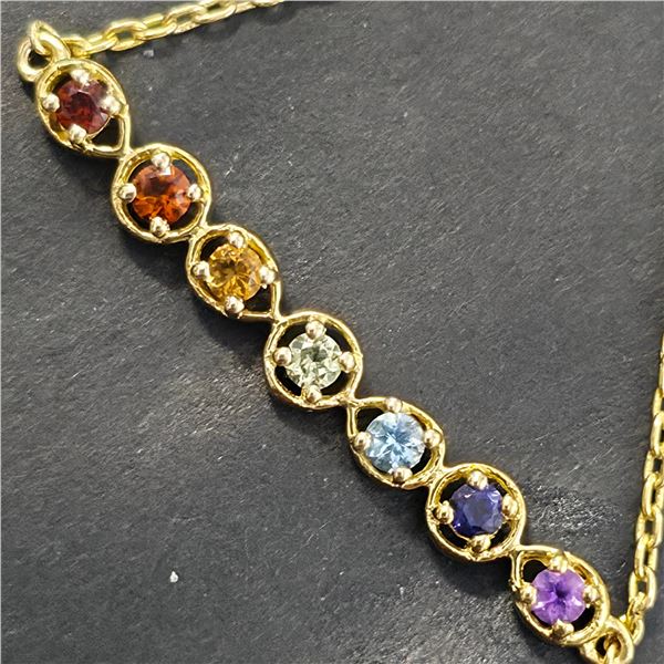 Gold plated Silver Multi Colour Gem Stone(0.25ct) Bracelet