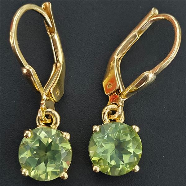 Gold plated Silver Peridot(1.8ct) Earrings