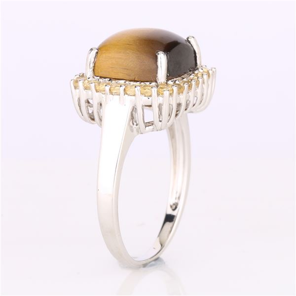 $150 stamped 925 7.30g, 7.20ct tiger eye & citrine ring