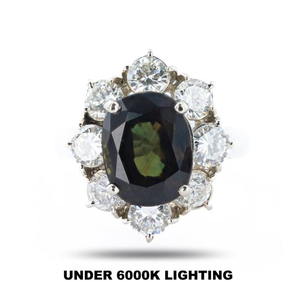 5.17 ctw Alexandrite and 2.09 ctw Diamond Platinum Ring (GIA CERTIFIED)