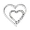 10K White Gold 0.12 ctw Round Prong Diamond Polished Dual Open Heart Slide Penda
