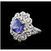 14KT White Gold 4.55 ctw Tanzanite and Diamond Ring