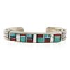 Image 3 : Vintage Handmade Navajo Silver Inlaid Multi-Stones Open Cuff Bangle Bracelet