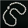 17" 7.5mm White Cultured Pearl Strand Necklace w/ 14k Gold Diamond & Pearl Clasp