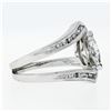 Image 6 : 14K White Gold 1.01 ctw Marquise & Round Cut Diamond Milgrain Wide Open Split Ri