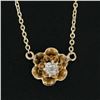 Image 3 : Antique 14k Gold 0.03 ctw Buttercup Diamond Solitaire Pendant w/ Adjustable Chai