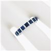 Image 3 : Platinum 4.45 ctw Square Step Cut Sapphire Bar Channel Eternity Stack Band Ring