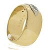 Vintage 14k Two Tone Gold Polished Wide Band Ring w/ 0.25 ctw Pave Line Diamond