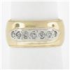 Image 7 : Vintage 14k Two Tone Gold Polished Wide Band Ring w/ 0.25 ctw Pave Line Diamond