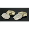 Men's Antique Art Deco Solid 14k White Gold Damask Etched Oval Panel Cufflinks