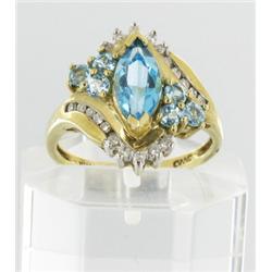 1.75ct Blue Topaz & Diamond 10k Gold Ladies Ring (JEW-1683)