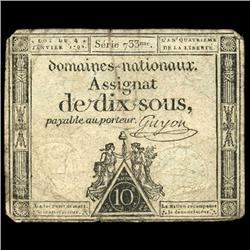 1792 France RARE 50 Sols Assignat Currency Hi Grade (CUR-05876)