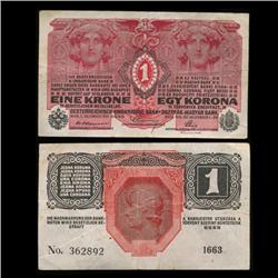 1916 Austria 1 Krone Note Hi Grade (CUR-05773)
