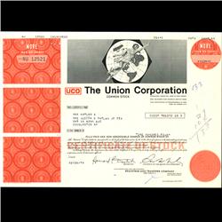 1970s Union Corp Racing Stock Certificate Scarce Orange (COI-3406)