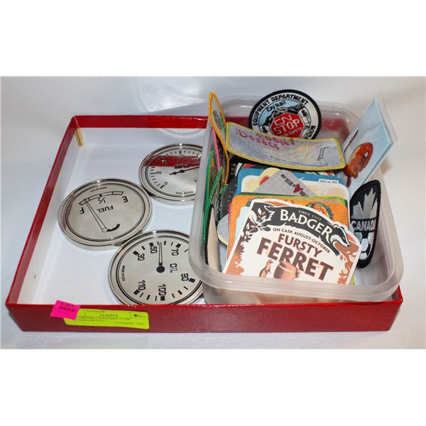 3 CHROME COASTERS "CAR INSTRUMENTS" +