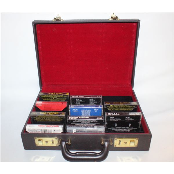 USED BROWN VINTAGE AUDIO CASSETTE CASE