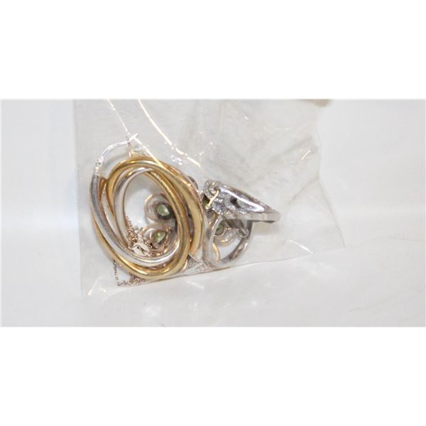 ESTATE JEWELRY: EARRINGS, CHAIN BOTH STAMPED