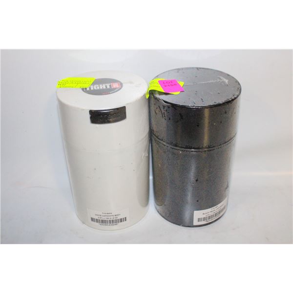 2 TIGHTVAC PATENTED AIRTIGHT CONTAINERS WHITE