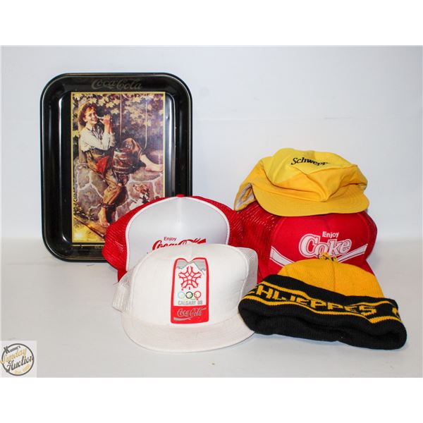 FLAT OF COLLECTOR COCA-COLA HATS