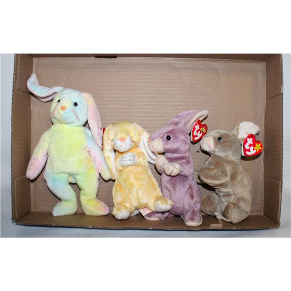 TY BEANIE BABIES W/TAGS RABBITS - HIPPIE,
