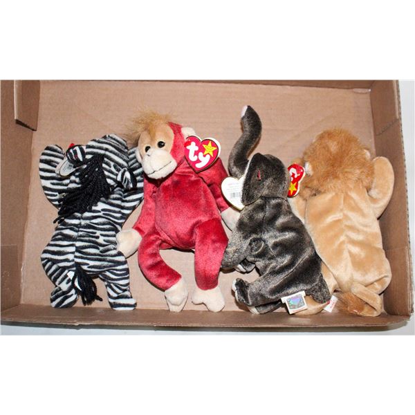 TY BEANIE BABIES W/TAGS ZOO ANIMALS