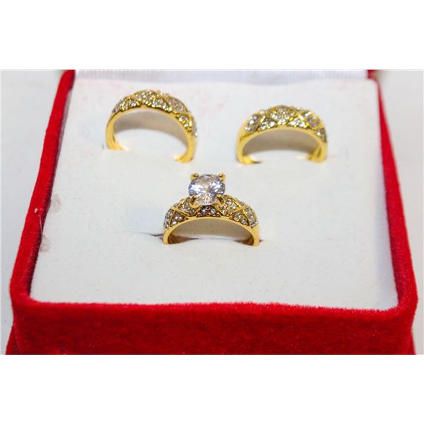 NEW SET OF 3 GOLD TONE LADIES RINGS  SZ8