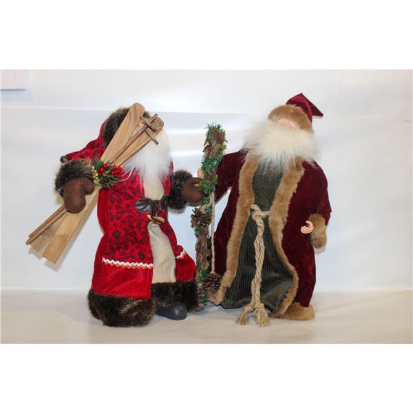 CHRISTMAS 17" SANTAS W/ SKIS & CANDY CANE