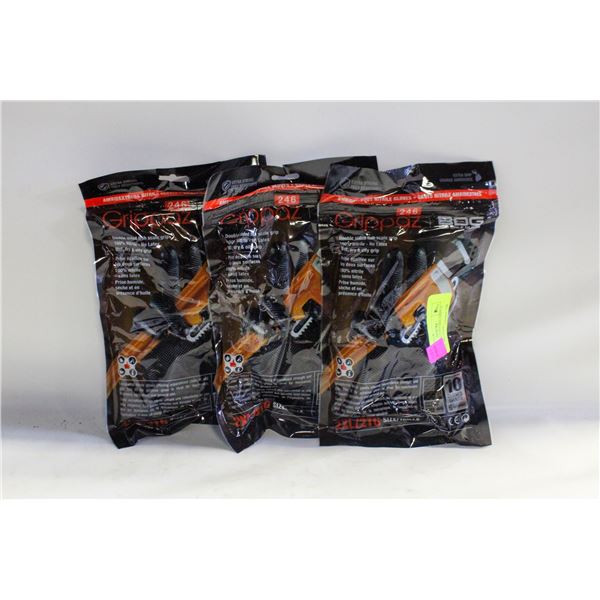 3PKS OF 10 GLOVES BDG GRIPPAZ NITRILE MECHANIC