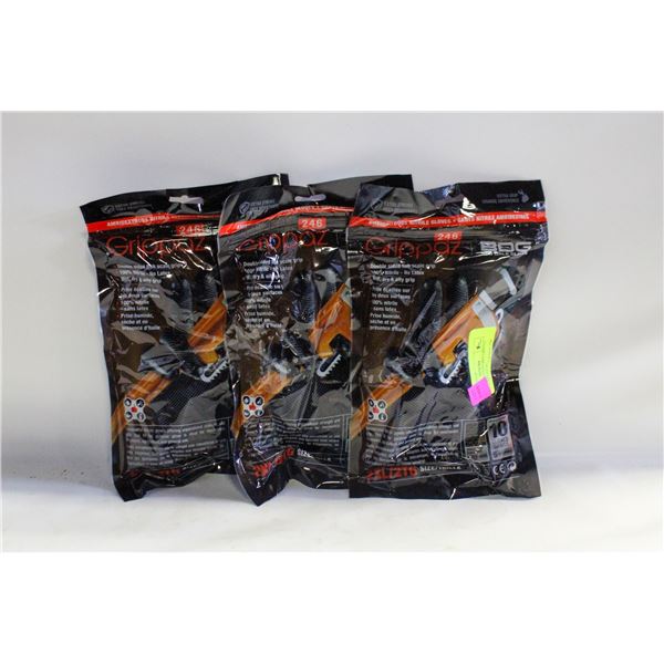 3PKS OF 10 GLOVES BDG GRIPPAZ NITRILE MECHANIC
