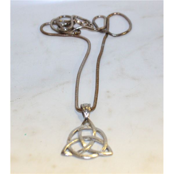 SILVER TONE NECKLACE WITH CELTIC KNOT PENDANT