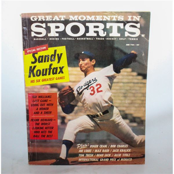 1964 SPORTS MAGAZINE KOUFAX