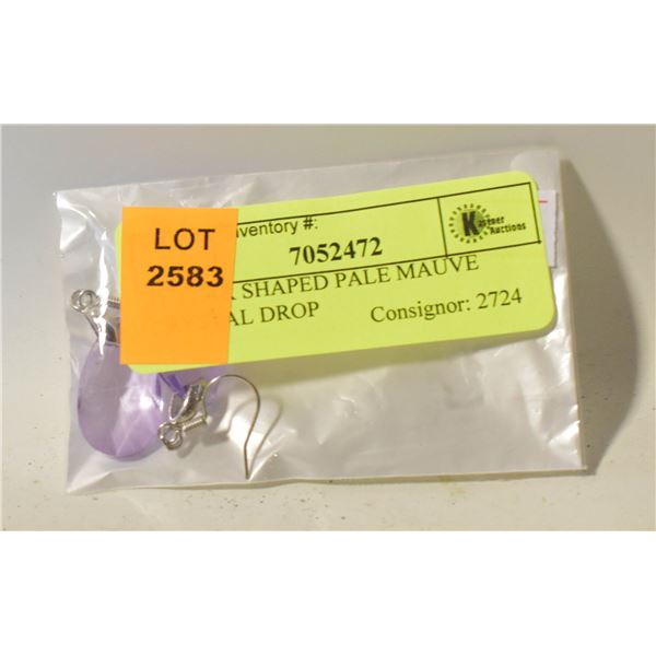 4)  PEAR SHAPED PALE MAUVE CRYSTAL DROP