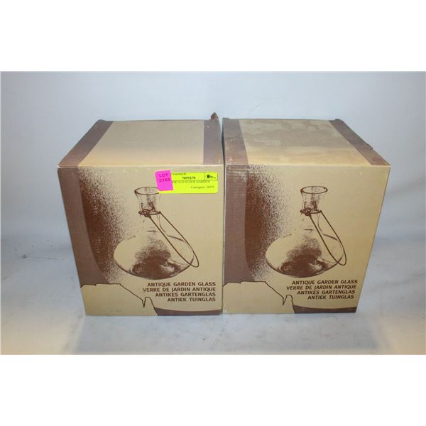 TWO NEW OLD STOCK GARDEN GLASS