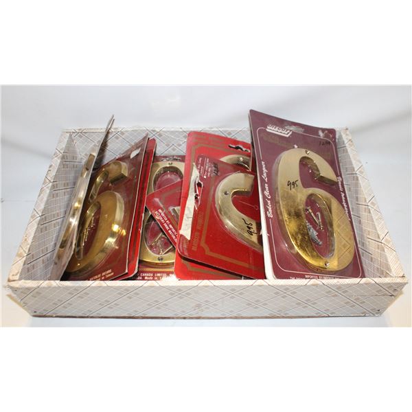 LOT OF SOLID BRASS CASTING LACQUERED HOUSE NUMBERS