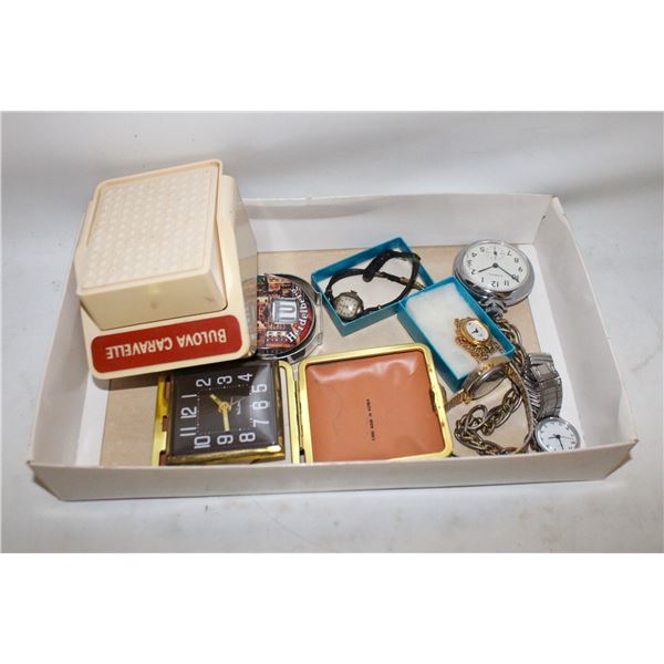 LOT OF VINTAGE CLOCKS AND WATCHES