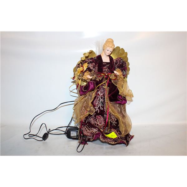 BURGUNDY AND GOLD FIBRE OPTIK 16" TREE TOPPER ANG