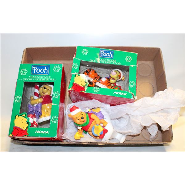 2 POOH AND 1 EEYORE STOCKING HOLDERS