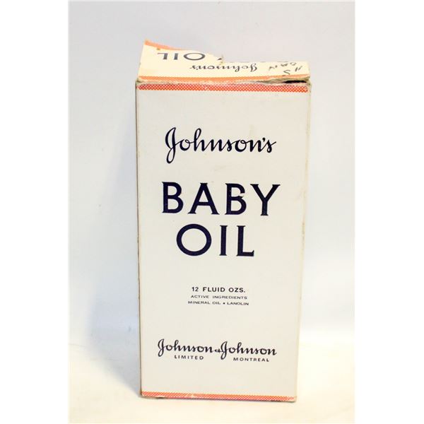 VINTAGE JOHNSON BABY OIL BOTTLE 12 OZ
