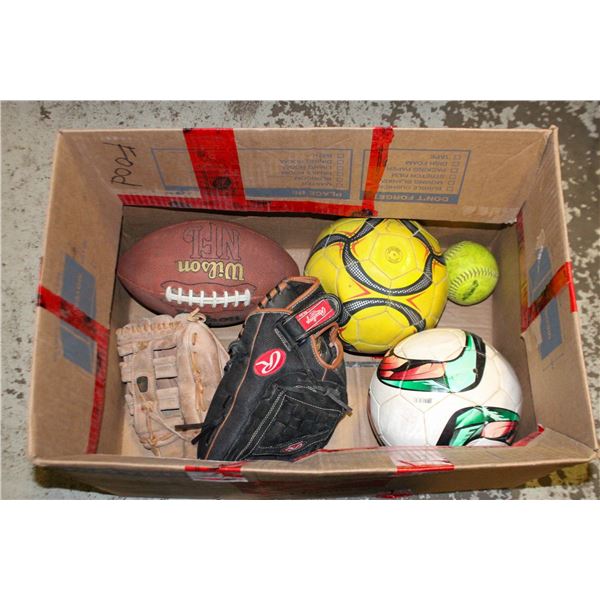 BOX OF SPORTING GOODS