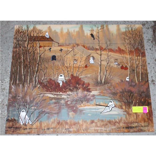 1965 OIL PAINTING SIGNED ROMANIUK APPROX 20X24