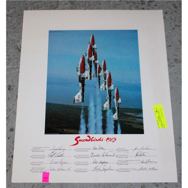 1983 SNOWBIRDS CREW SIGNED POSTER