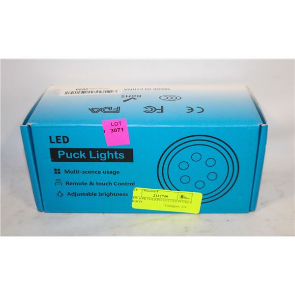 NEW 6 PK HOLKPOILOT LED PUCKS 6 LIGHTS