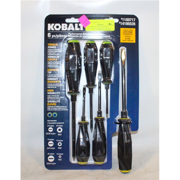 NEW KOBALT 6PC DIAMOND COATED TIP SCREWDRIVER SET
